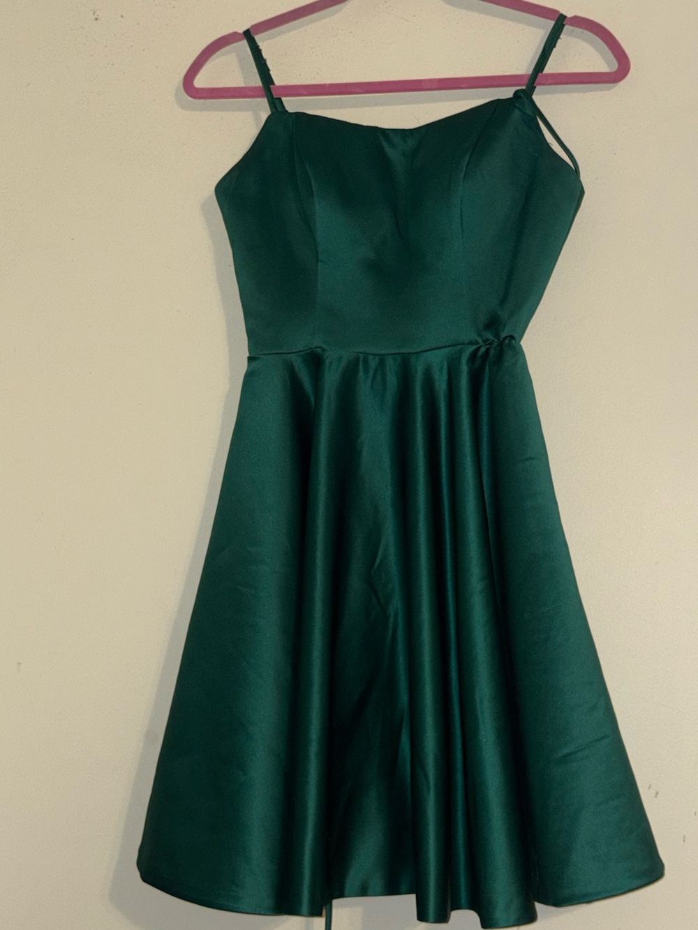 Emerald Green Satin Lace-Up Mini Dress